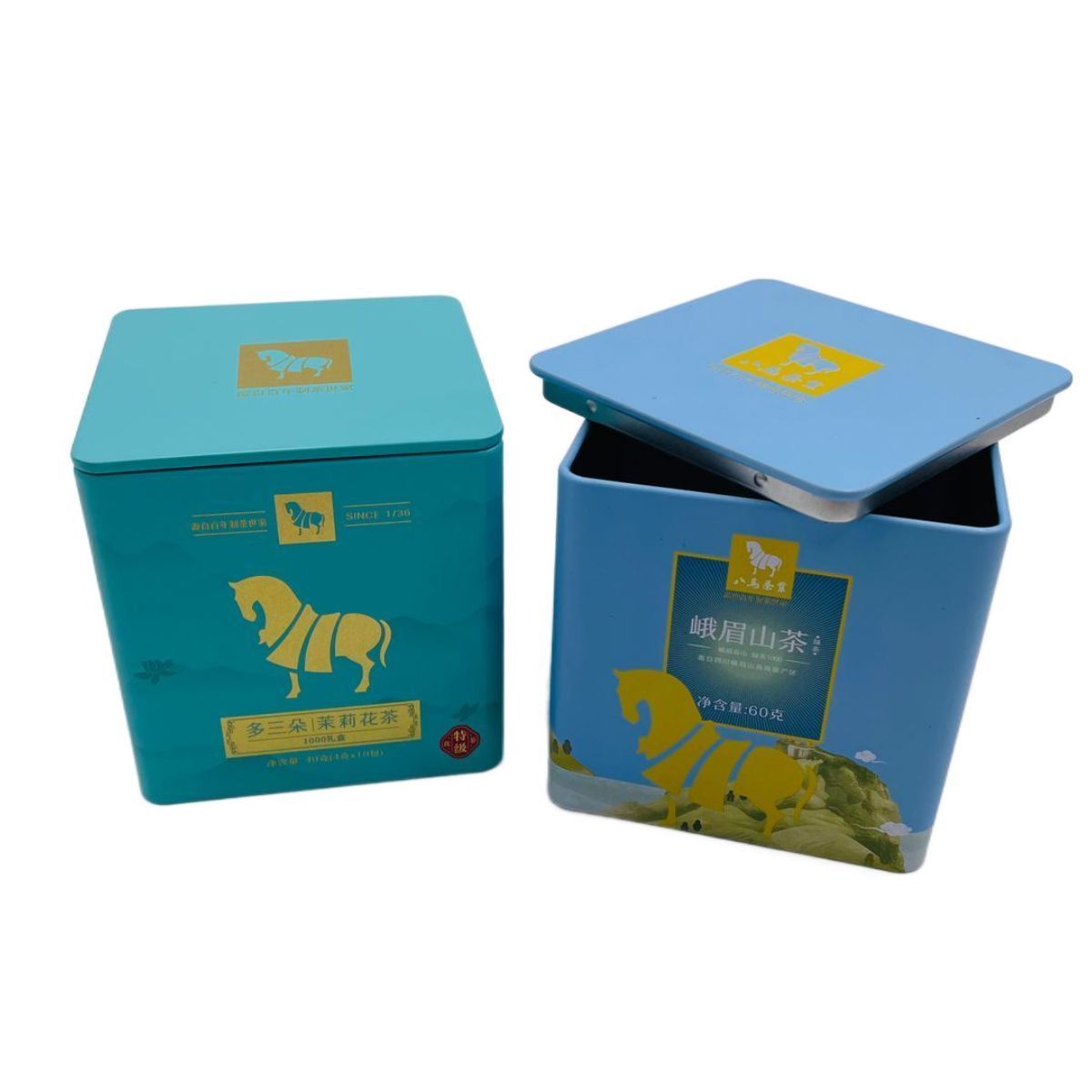 Tin Box Packaging Tea Packaging custom printing Stackable Square Metal Tea Box