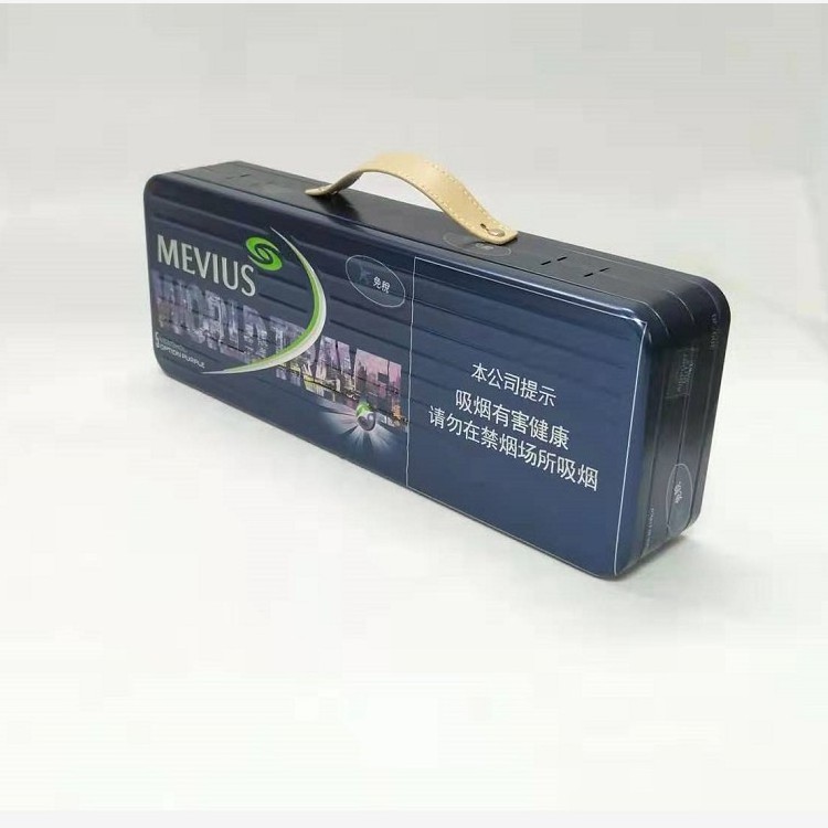 Wholesale high quality cigarette box with plastic handle gift tin box