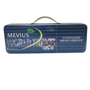 Wholesale high quality cigarette box with plastic handle gift tin box