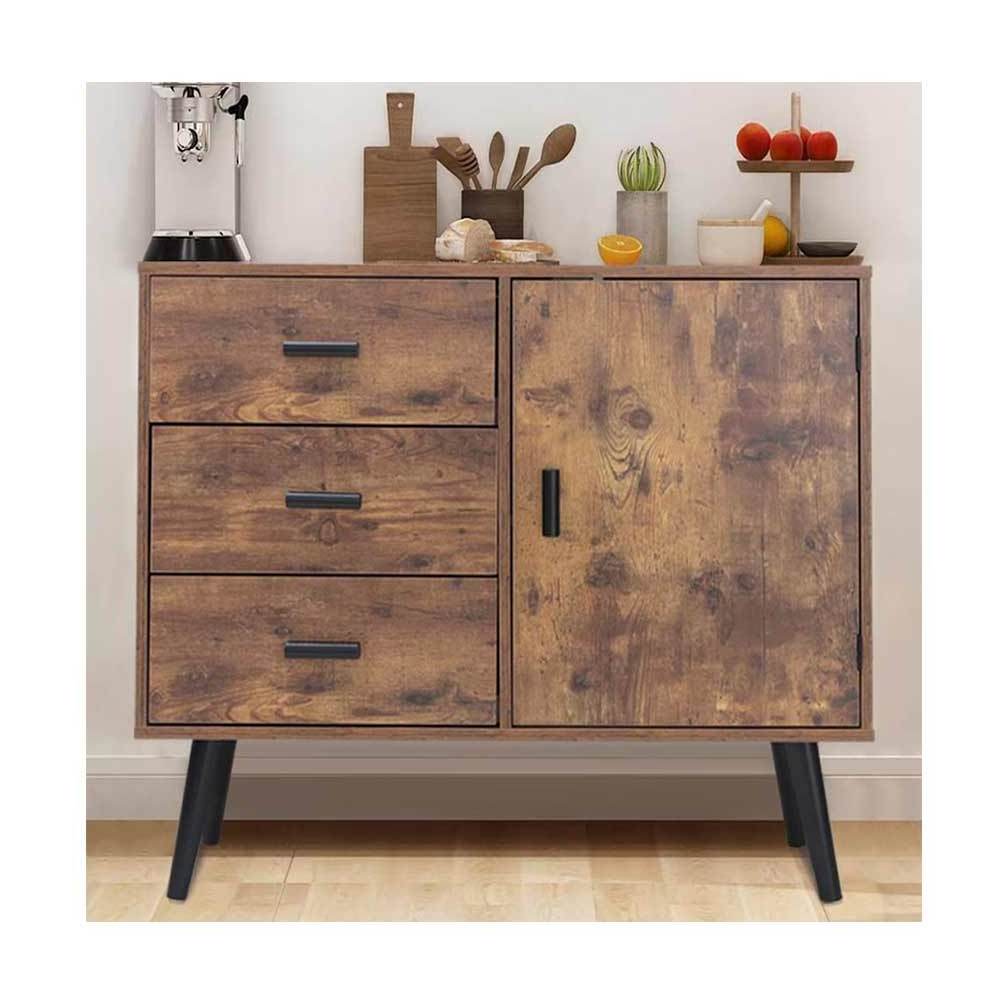 Hot Sale Rustic Brown Living Room Bedroom Mid Century Cabinet Adjustable Shelf Storage Cabinet with Door & 3 Drawers