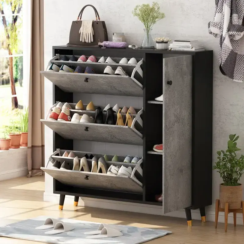 Modern living room three-tier shoe rack