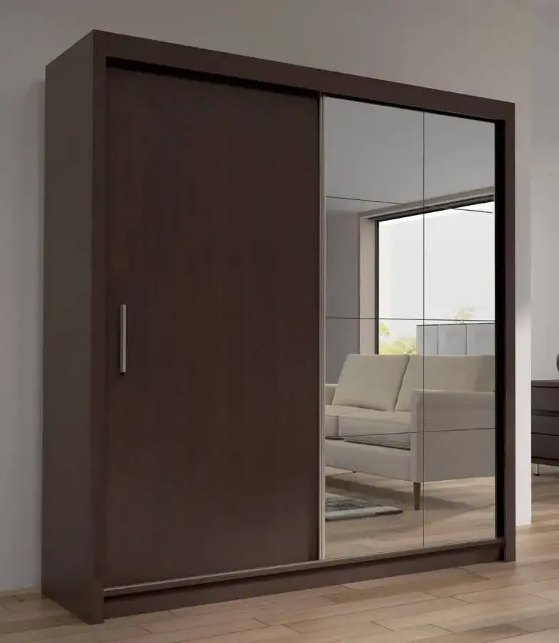 wholesale modern wood pvc cheap Shaker Style 3-Door Mirrored Armoire