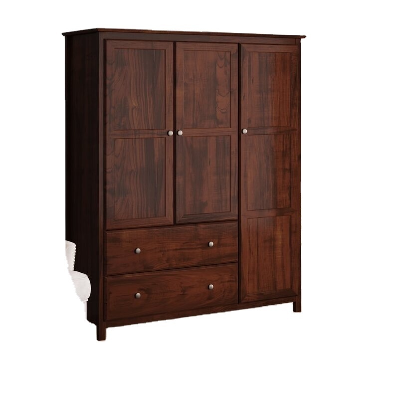 hot sale three doors two smoke wood fashion atmospheric wardrobe antique bedroom wardrobe design