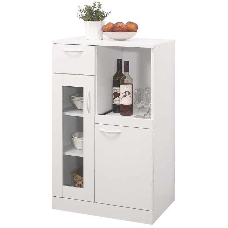 wooden dining storage cabinet sideboard furniture Kitchen Cart pantry 2 glass door 1 drawer server movable adjustable shelves