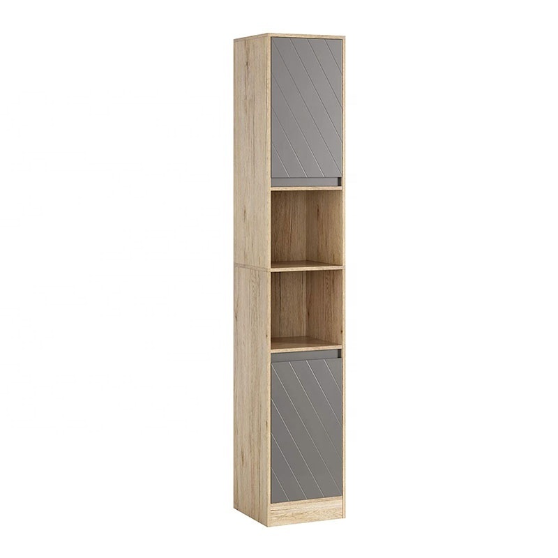 Freestanding Storage Cabinet, Bathroom Slim Tower Cabinet, Narrow Tall Cabinet with Doors and Adjustable Shelves for Living Room