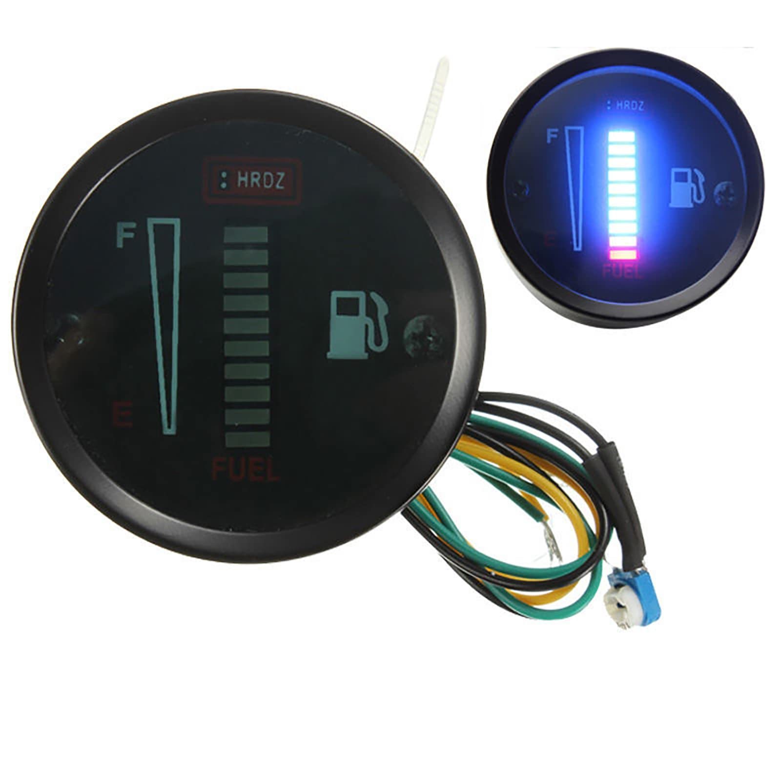 Glosok 52mm Electrical Digital Fuel Level Gauge Car Meter White LED Light Back Rim Automotive Gauges 12V for Universal Boat Car