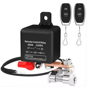 Glosok Remote Battery Disconnect Switch 12V 200A Car Kill Switch Anti-Theft with Two Wireless Remote Control Relay Fobs