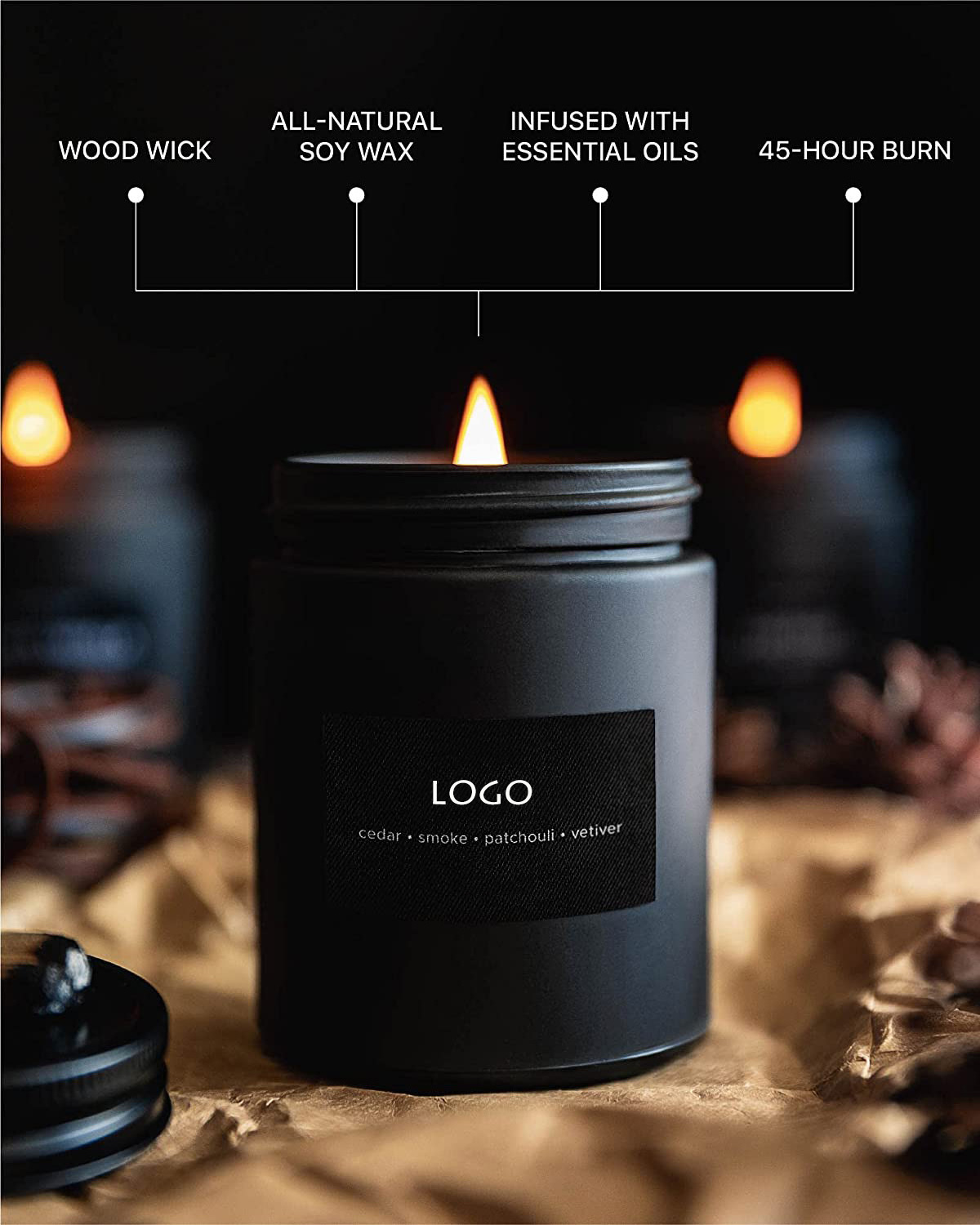 Matte Black Luxury Candle Jars Wedding Favors Electroplated Shining Glass Candle Jars