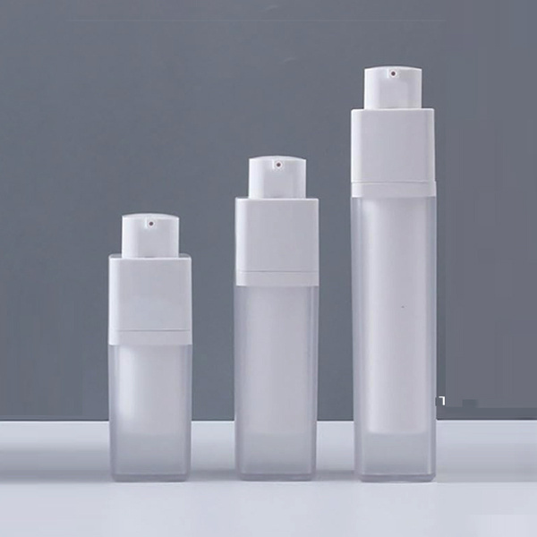 Square essence dispensers frosted plastic refillable empty cosmetic bottles foundation cream lotion airless pump bottle