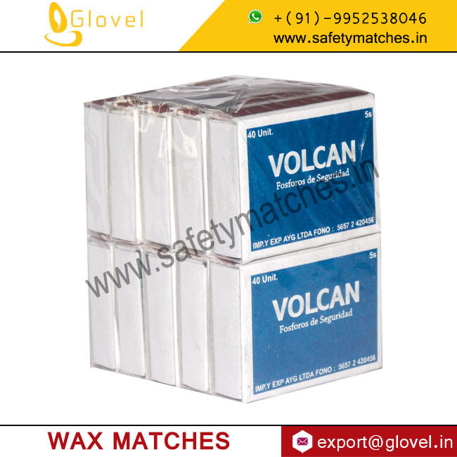 Wax matches with lighters best packing and size 43 x 30 x 10 mm with 35 sticks from India used for export