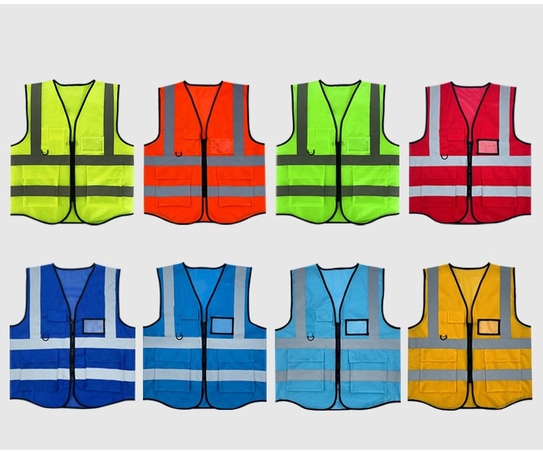 Customized Security Blue Safety Vest Orange Construction High Visibility Work Clothing Hi-vis Workwear Reflective Safety Vest