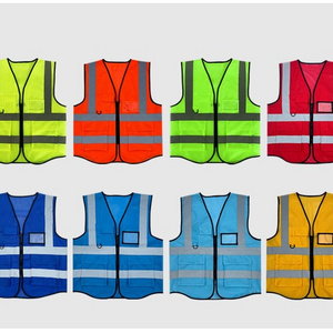 Customized Security Blue Safety Vest Orange Construction High Visibility Work Clothing Hi-vis Workwear Reflective Safety Vest