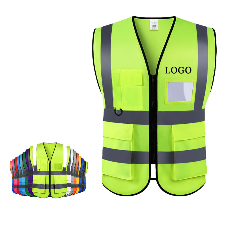 Customized Security Blue Safety Vest Orange Construction High Visibility Work Clothing Hi-vis Workwear Reflective Safety Vest