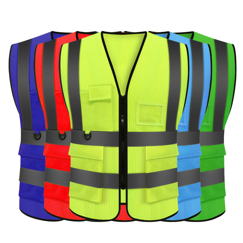 Customized Security Blue Safety Vest Orange Construction High Visibility Work Clothing Hi-vis Workwear Reflective Safety Vest