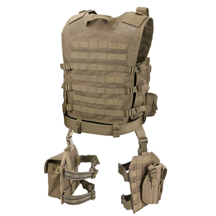 Zipper buckle closure quick release tactical vest with leg bag holsters removable safety tactical vest