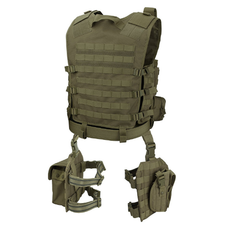 Zipper buckle closure quick release tactical vest with leg bag holsters removable safety tactical vest