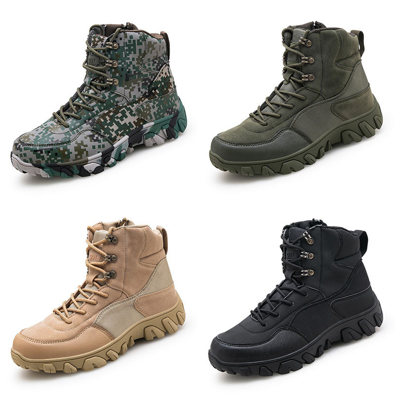 Mid Height Camo Waterproof Hiking Work Shoes Men's 6 Inches Lightweight Combat Boots Breathable Tactical Desert Boots