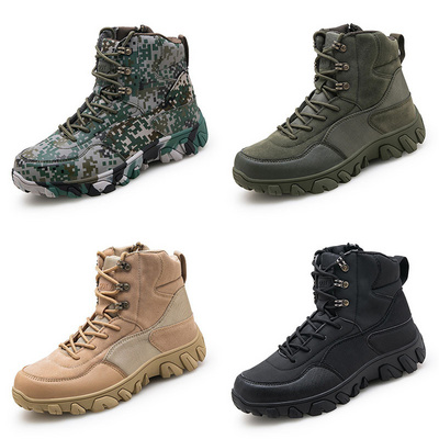 Mid Height Camo Waterproof Hiking Work Shoes Men's 6 Inches Lightweight Combat Boots Breathable Tactical Desert Boots