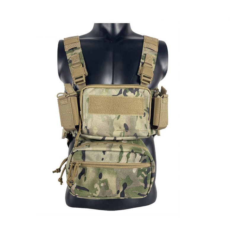 Multi-Pocket Chest Rig Bag Utility Vest Chest Bag for Hands Free Radio Front Pack Pouch Chest Pack Functional Tactical Harness