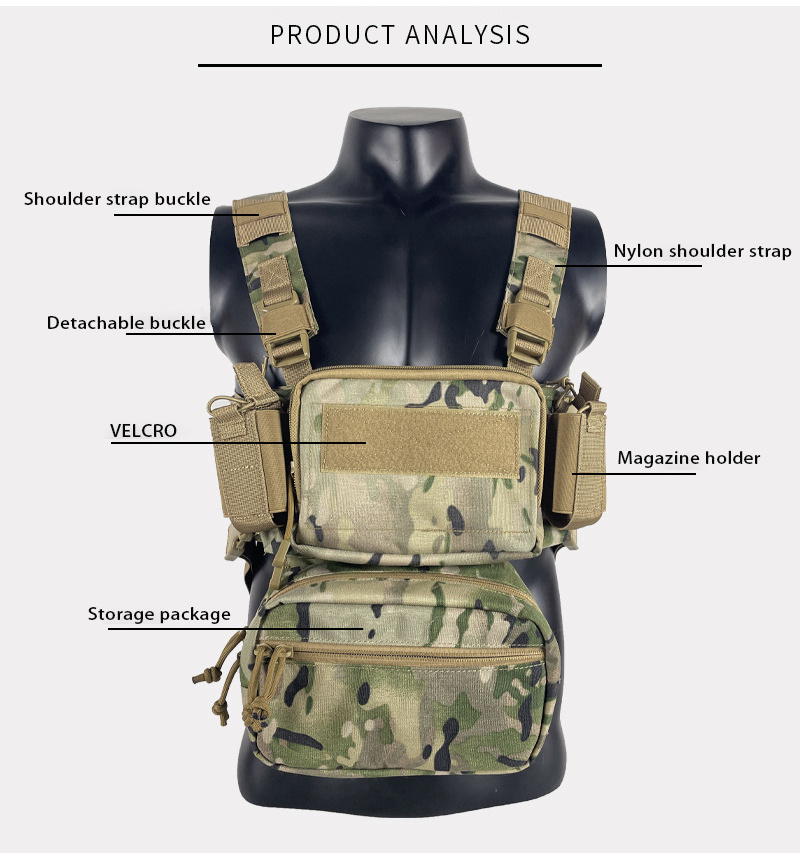 Multi-Pocket Chest Rig Bag Utility Vest Chest Bag for Hands Free Radio Front Pack Pouch Chest Pack Functional Tactical Harness