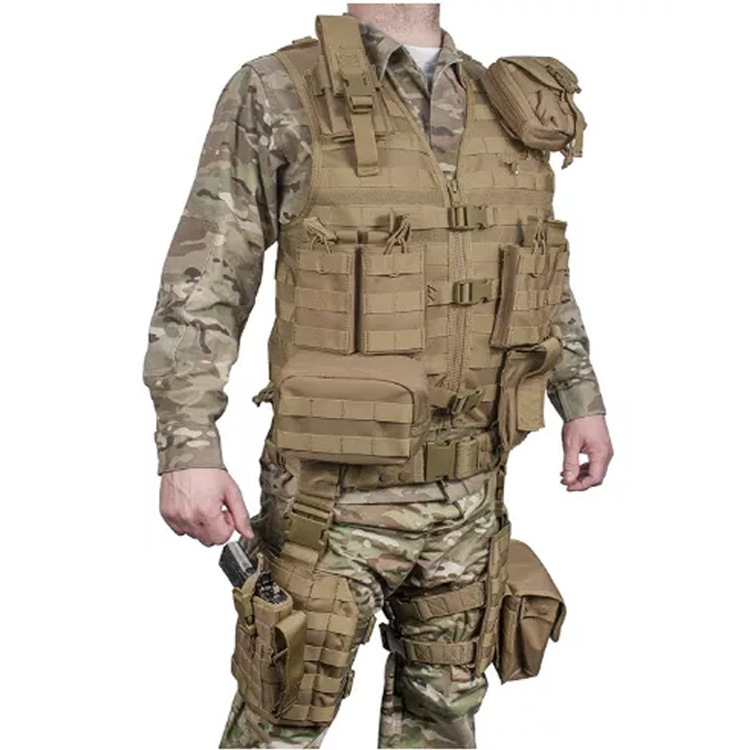 Zipper buckle closure quick release tactical vest with leg bag holsters removable safety tactical vest