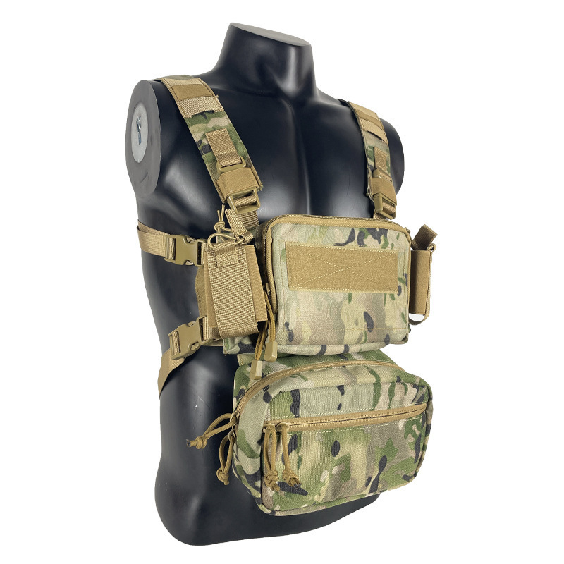 Multi-Pocket Chest Rig Bag Utility Vest Chest Bag for Hands Free Radio Front Pack Pouch Chest Pack Functional Tactical Harness