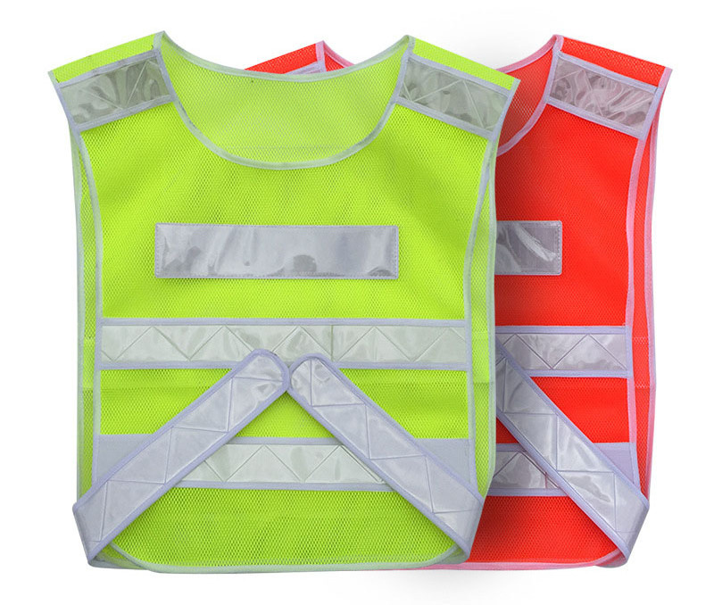 Airport safty vest reflectors blue fluorescent 4 orange strips safety vest mesh hivis reflective work safe vest for construction