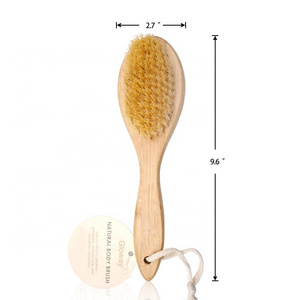 Gloway Personal Care 100% Natural Sisal Bristles Shower Scrubber Spa Bath Brush Eco Dry Body Bamboo Brush with Short Handle