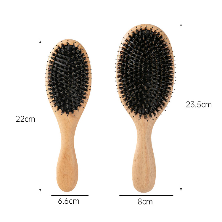 Professional Anti-Static Gentle Detangling Brush Massage Hair Brush Natural Boar Bristle Wooden Hair Brush For Healthy Scalp