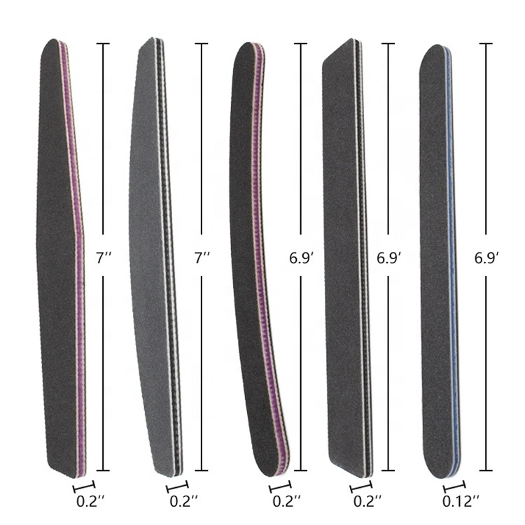 Gloway Professional Custom Logo Double-Sided Half Moon Grill Nail Buffer Black 100/100 Nail Files 80/80 100/180