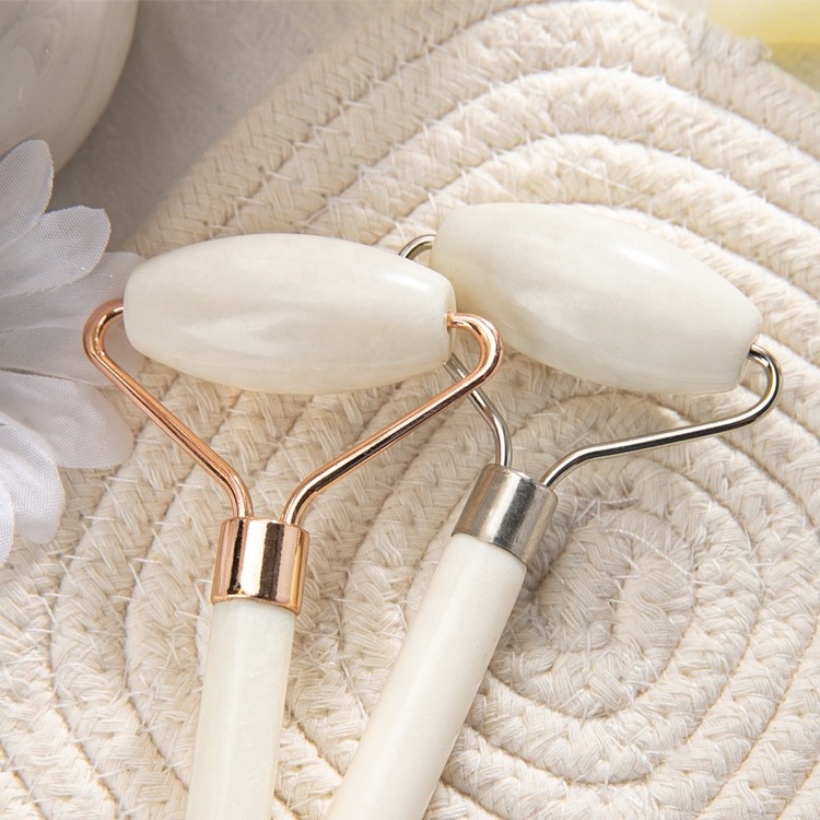 Gloway Manufacturer Skin Care Anti Age Natural Face Roller Face Neck Lifting Massager White Jade Stone Massage Roller For Serum