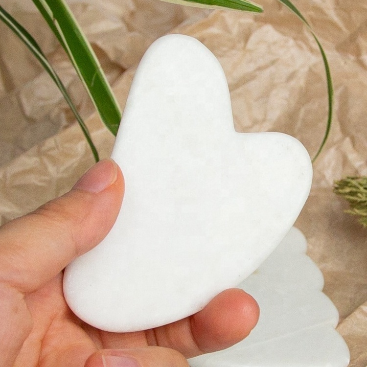 Gloway Hot Sales 3 Specifications Custom 100% Real Natural Face Massager Beauty White Jade Gua Sha Guasha Tool For Neck Body