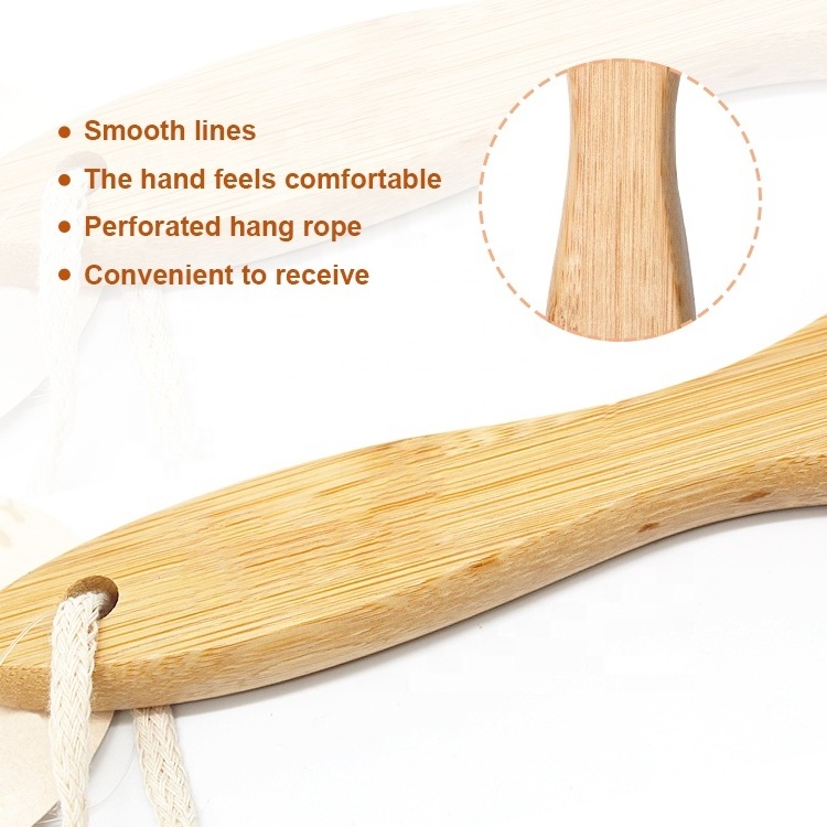 Gloway Personal Care 100% Natural Sisal Bristles Shower Scrubber Spa Bath Brush Eco Dry Body Bamboo Brush with Short Handle