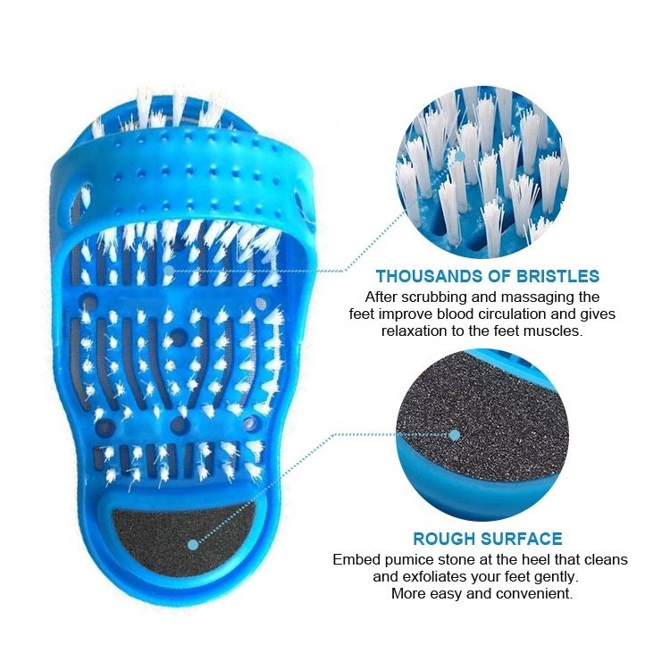 Gloway Hot Sales High Quality Pink or Blue Foot Shower Scrubber Shower Foot Brush Cleaner with Pumice Stone