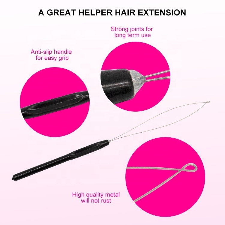 Gloway High Quality Hair Extension Tools Pulling Hook Hair Extension Loop Needle Hair Extension Bead Threader