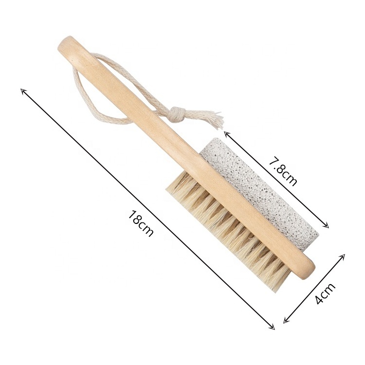 Gloway Wood Handle 2-Sided Foot File Pedicures Calluses Remover Scrubber Pumice Stone Brush Foot Brush For Massage SPA Sauna