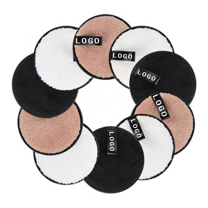 Customized Logo Organic Eco Friendly Washable Microfiber Pads Reusable Cotton Facial Cleaning Makeup Remover Pads