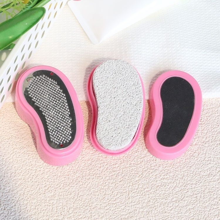 Gloway 3 Spce. Pink Pedicure Foot Buffer Foot Scrubber Dead Skin Callus Remover  LOGO Mini Pedicure Foot File Brush