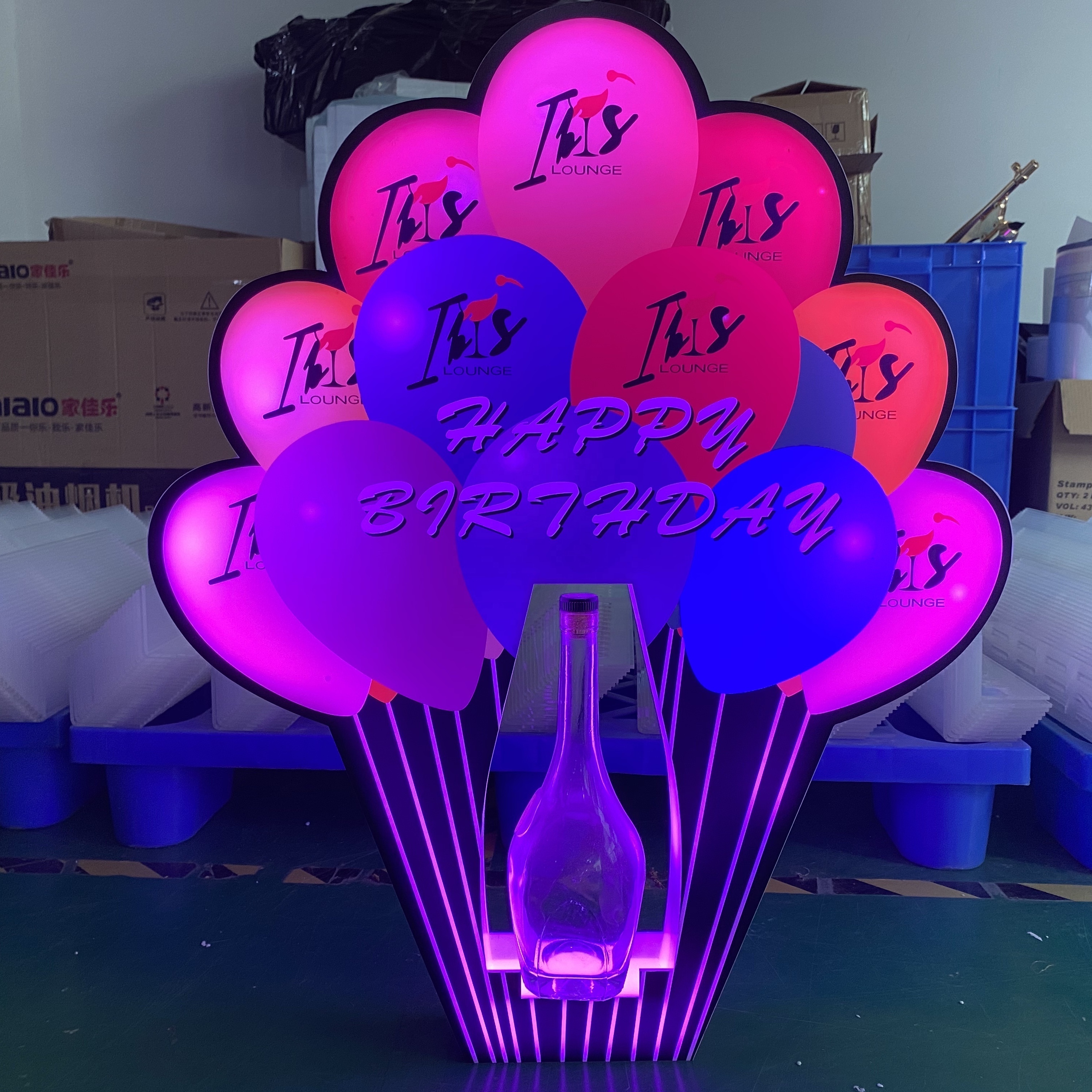 Free Custom Logo LED Balloon VIP Bottle Stand for Night Club Birthday Party good atmosphere