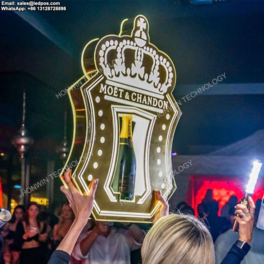 VIP SERVICE BOTTLE GLORIFIER HOLDER M OET GOLD KING CHAMPAGNE TEQUILA LED BOTTLE PRESENTER FOR NIGHT CLUB LOUNGE BAR PUB PARTY