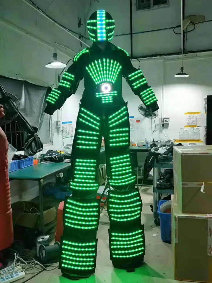 Full Color Smart Pixels LED Robot Suit Costume Clothes Stilts Walker Costume LED Lights Luminous Jacket Stage Dance Performance