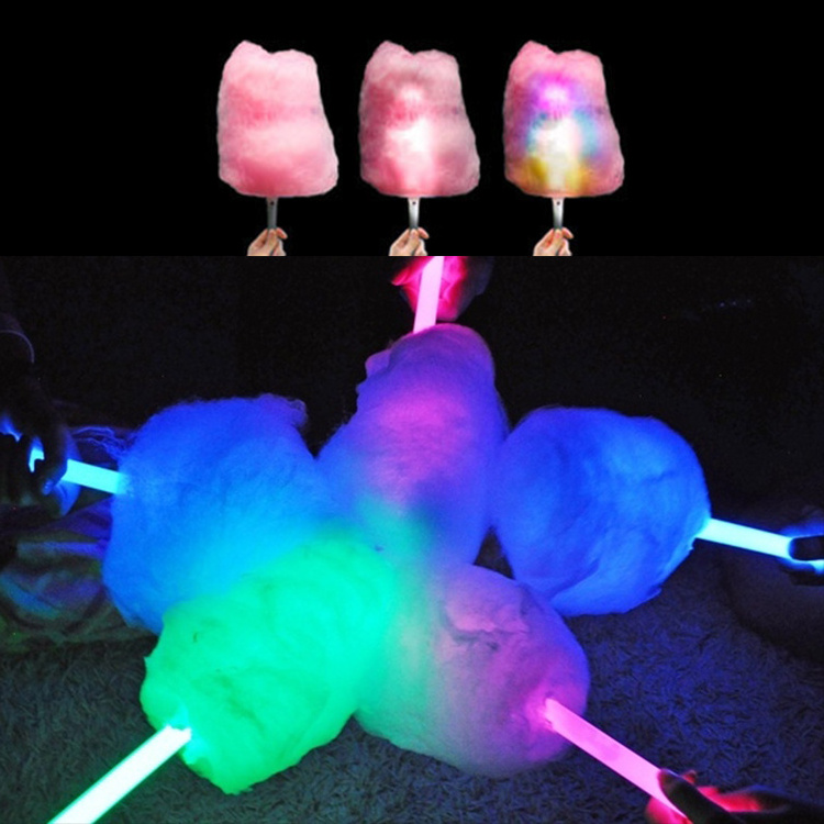 Shenzhen reusable LED cotton candy stick high quality glowing stick for cotton candy flashing light up Flossy spun sugar stick