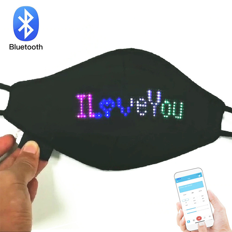 Mobile Phone APP Controlled Display Screen LED party mask Bluetooths Adjustable Flat Peak LED Cool Masks for Party Club