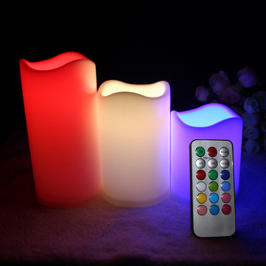 High Quality Real wax electric modern LED candle light set 3AA battery powered light up pillar flickering flameless candle