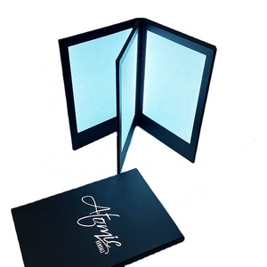 Hot Selling 3 Pages Illuminated Led Backlit Menu Book for Bar Restaurant Hotel Event Rechargeable Display LED Menu Cover Holder