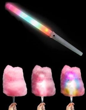 Shenzhen reusable LED cotton candy stick high quality glowing stick for cotton candy flashing light up Flossy spun sugar stick