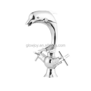 dolphin shape double handle Polished Basin sink waterfall Tap basin waterfall Faucet Mixer