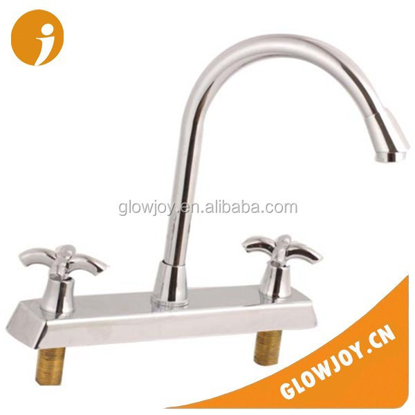 (AP-8003) hot new products for 2015 long two zinc handle ss spout deck mounted Kitchen Sink Faucet