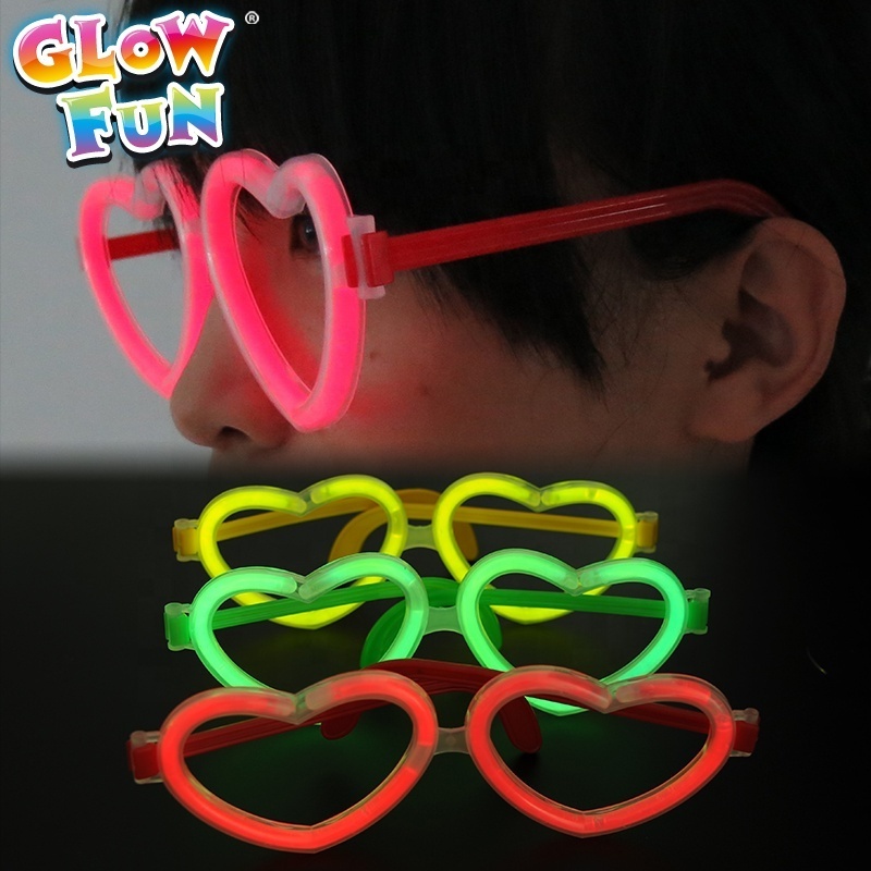 Valentine's Day Party Heart shaped Glowing Glasses Fluorescent Atmosphere Promotion Entertainment