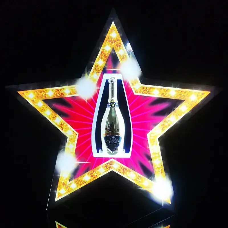 led illuminated colorful star champagne bottle presenter wine glorifier vodka stand tequila vip bottle service for nightclub